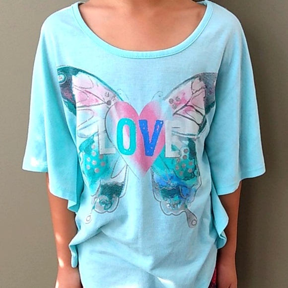Miss Understood teal stingray sleeve shirt - Picture 1 of 3